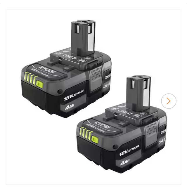 RYOBI ONE+ 18V Lithium-Ion 4.0 Ah Battery (2-Pack) PBP2005
