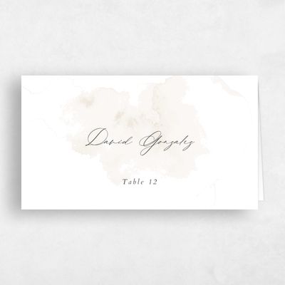 Linen, White Wedding Place Card - Lombok