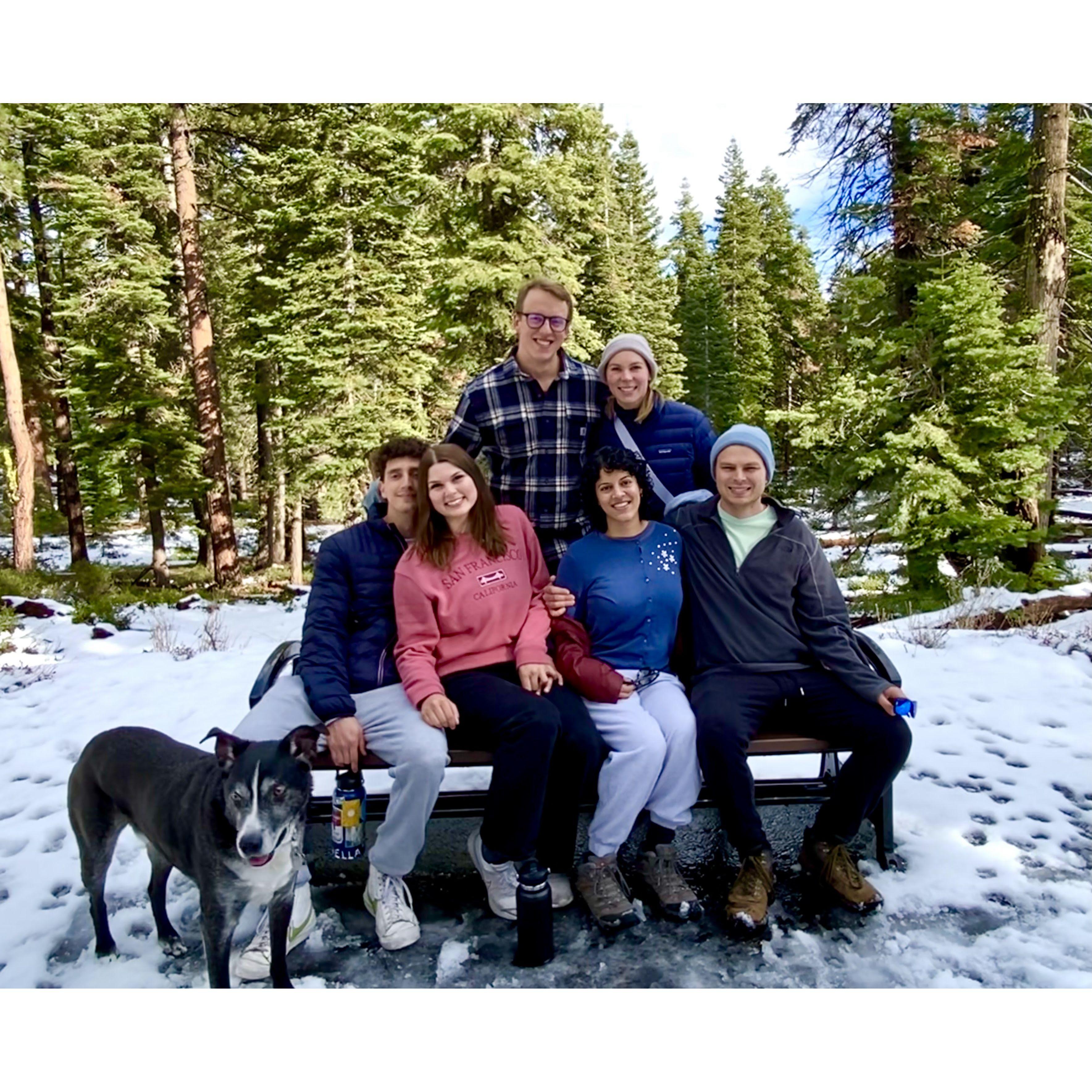 With Chris's sister Rachel & her fiance Will (back) and his sister Hannah & her partner Andre (front left), and Chris's late dog Dexter.