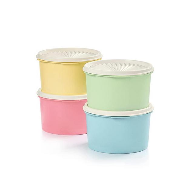 Tupperware Heritage Collection 8 Piece Food Storage Canister Set in Vintage Colors - Dishwasher Safe & BPA Free - (4 Containers + 4 Lids)