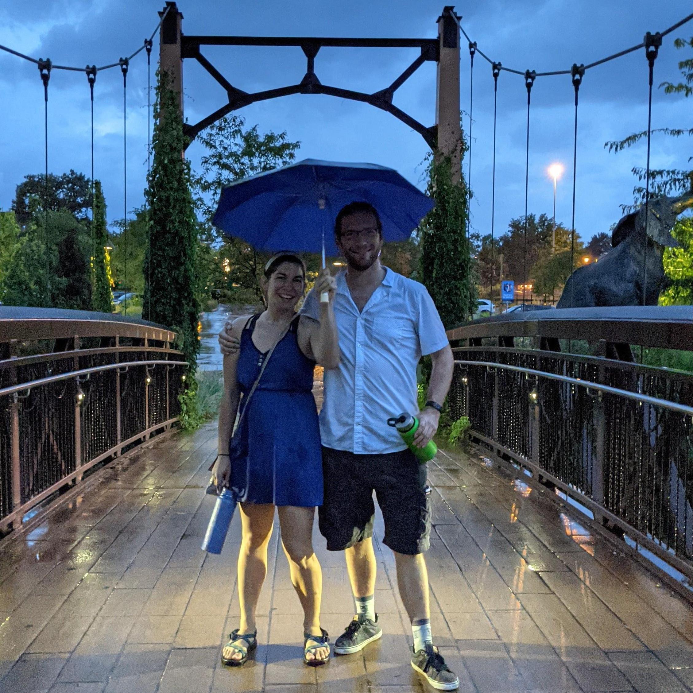 Singing in the rain.