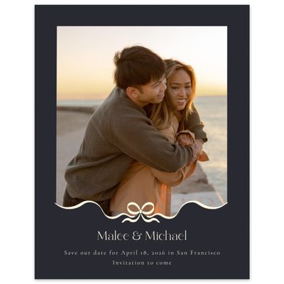 Black Bordered Wedding Digital Save the Date - Alba Photo