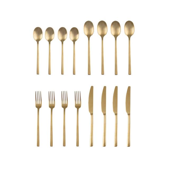 Cambridge Beacon Gold Satin 16-Piece Flatware Set, Service for 4