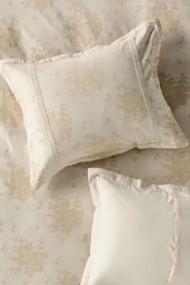 Nadia Cotton Solid Floral Embellished Shams, Set of 2