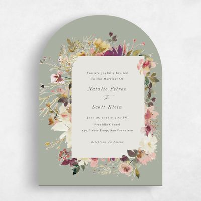 Green Arch Wedding Invitation - Ciliegio Portrait