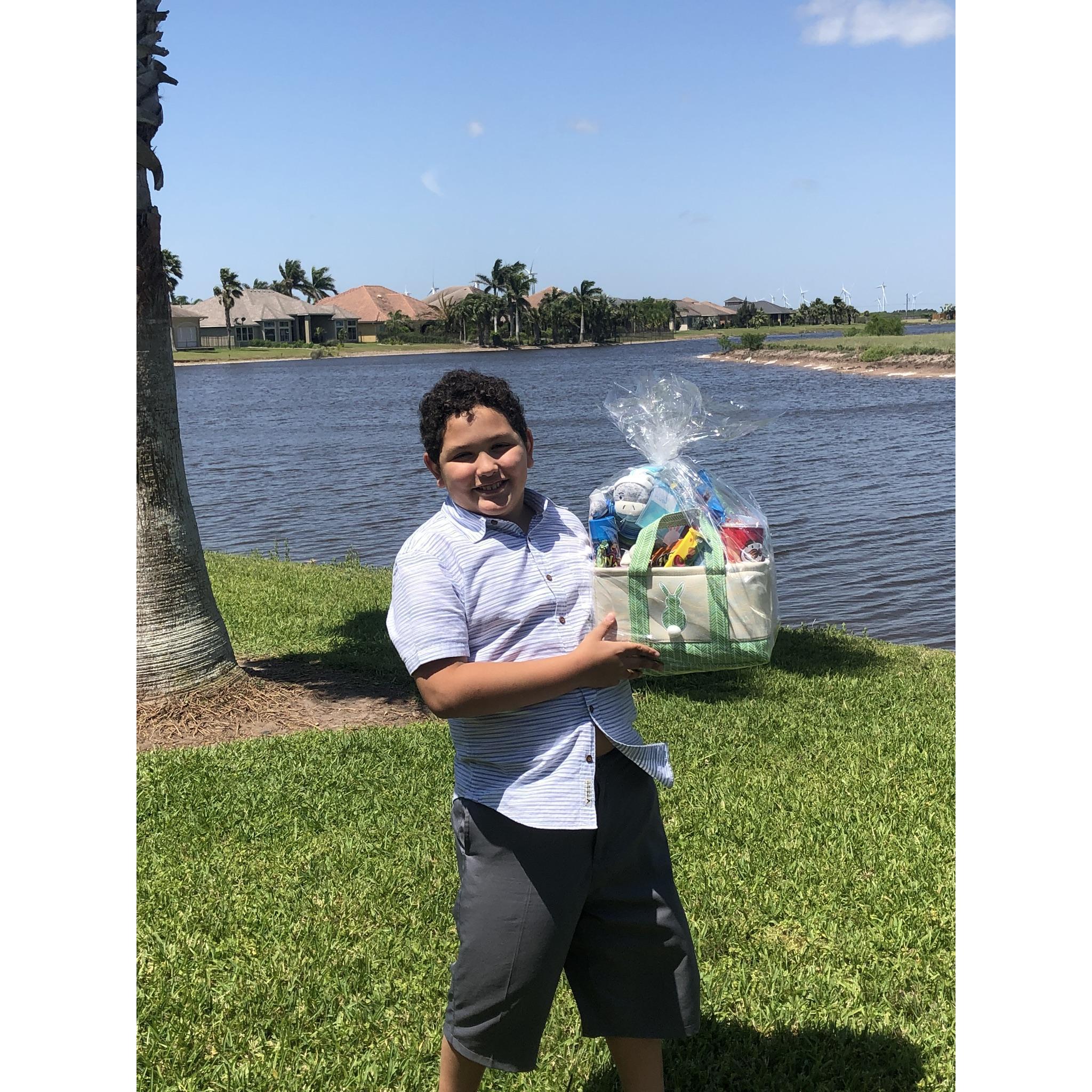 Easter 2019 - asking Miles to be the Ring Bearer/Bear