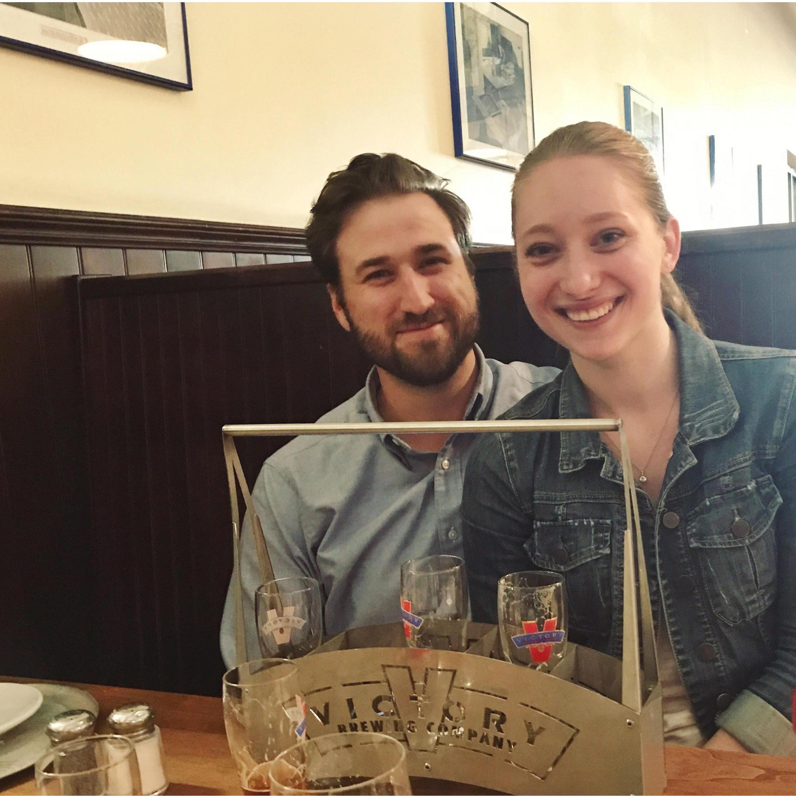 Working our way through all of the beers at the Victory Brewing Company