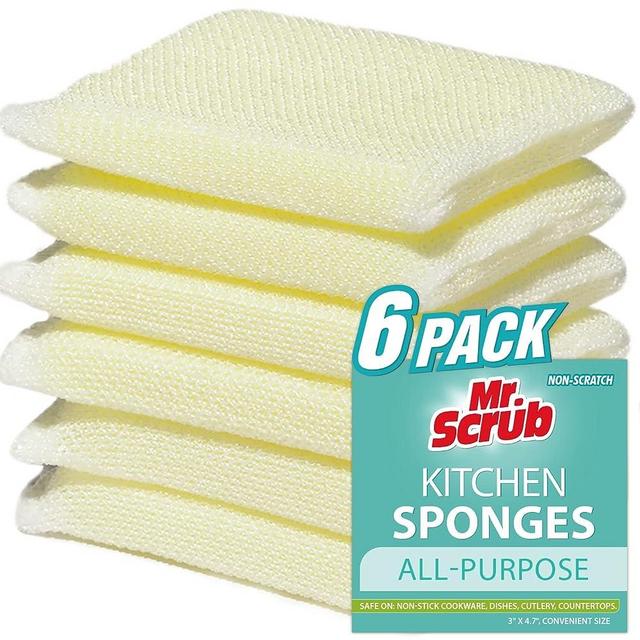 6 Pads All-Purpose Sponges Kitchen, Non Scratch Dish Sponge for Washing Dishes Cleaning Kitchen, Dish Cloths Rags Washcloths Dishcloths for Washing Dishes, Ideal for Kitchen, Bathroom, Mr. Scrub