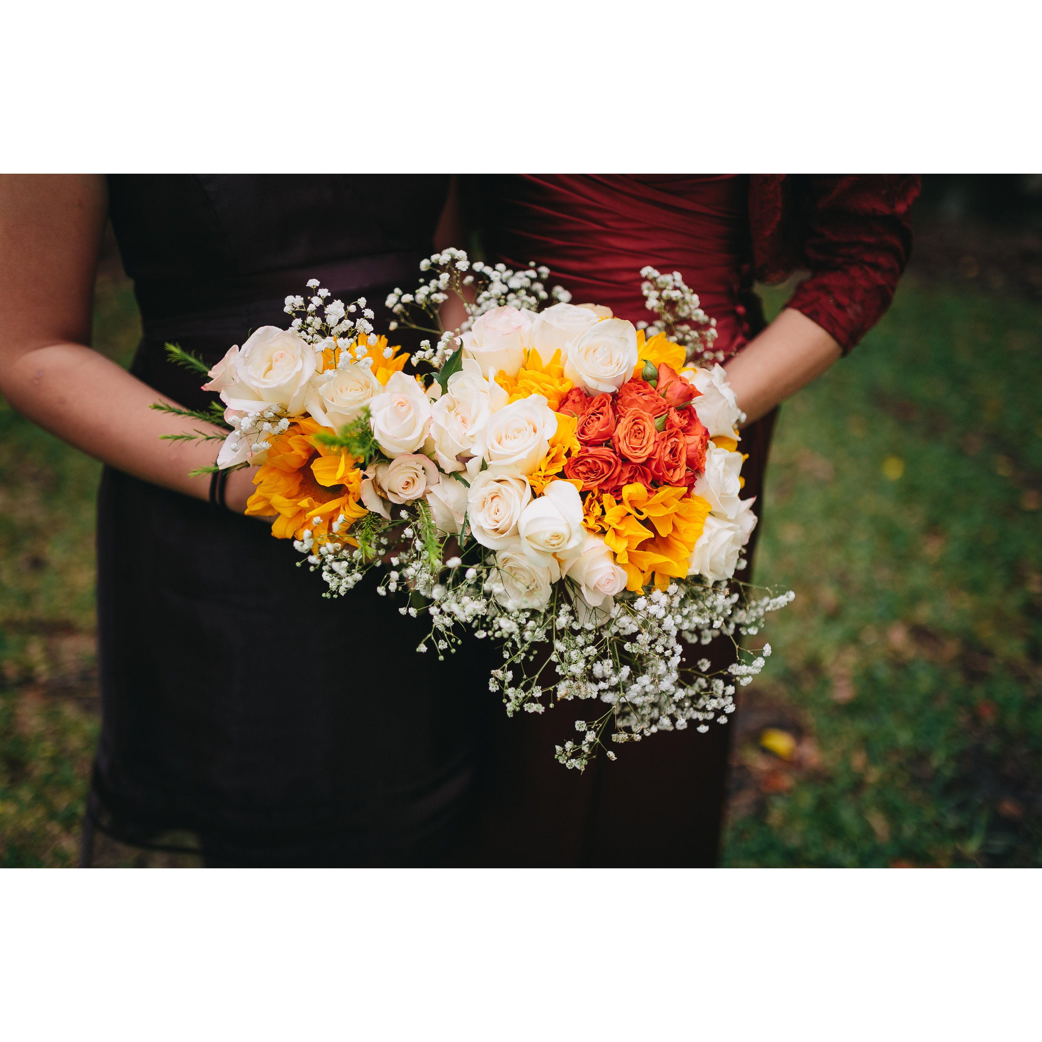 Jo and Anya's home-made bouquets