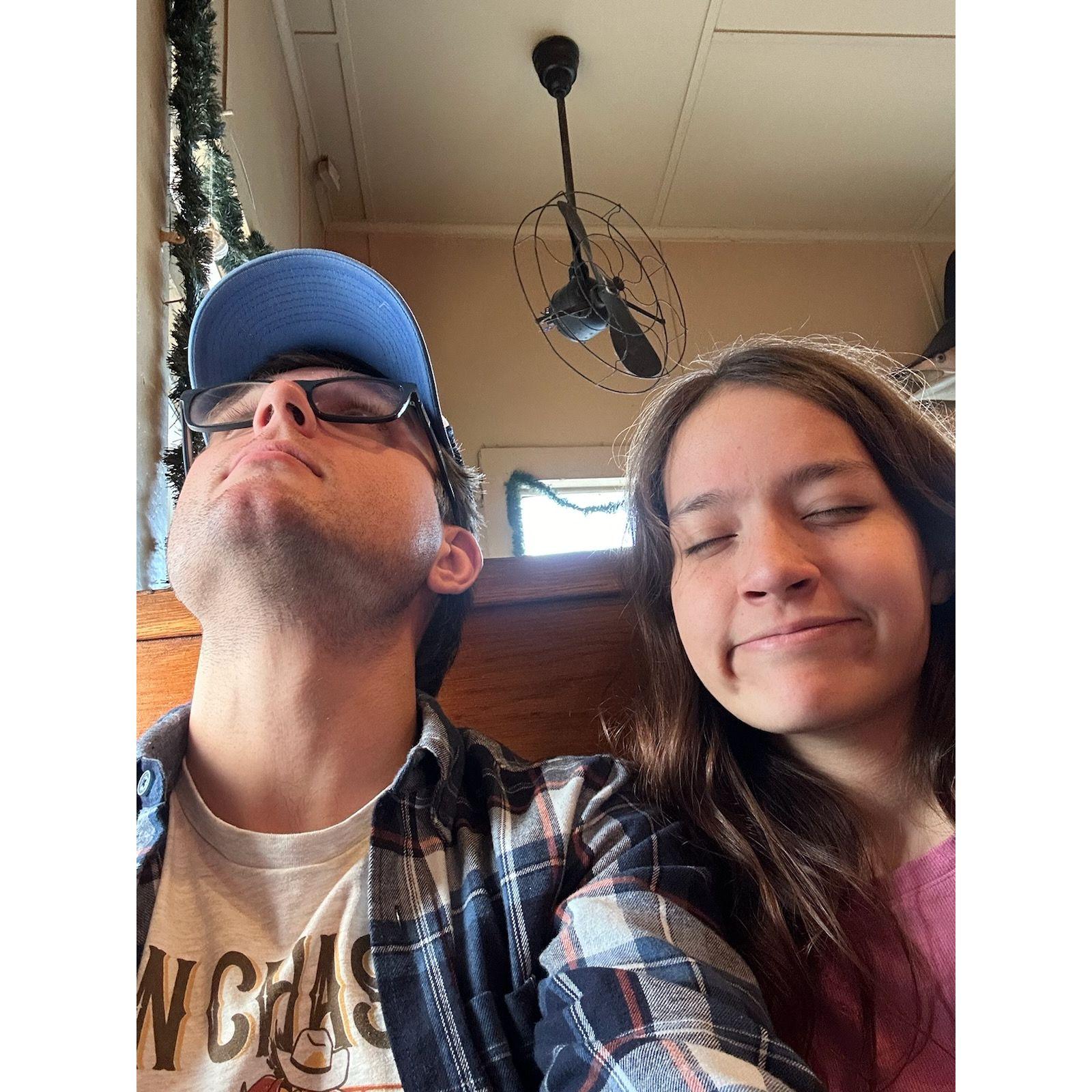 One of the first times we ever ate together. We made funny faces!