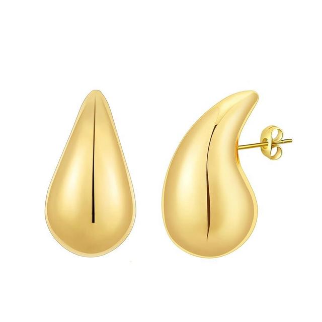Apsvo Chunky Gold Hoop Earrings for Women, Dupes Earrings Lightweight Waterdrop Hollow Open Hoops, Hypoallergenic Gold Plated Earrings Fashion Jewelry for Women Girls