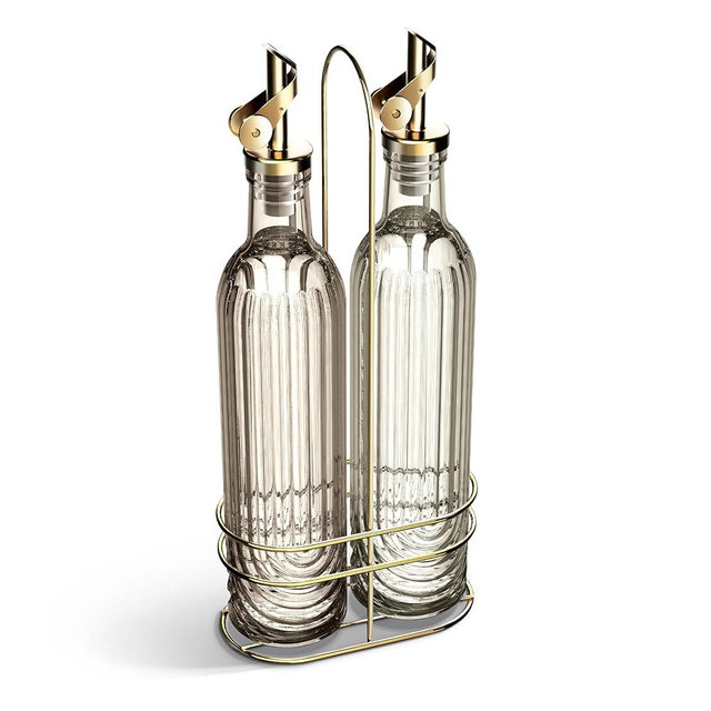COOK WITH COLOR Glass Olive Oil Dispenser - 2 Pack, 17 oz | Cruet Bottle | Elegant Carafe Decanter with Spout for Kitchen | Suitable for Vinegar, Coffee Syrups & Other Liquids