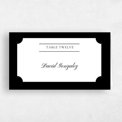 Black Typography Wedding Place Card - Blake