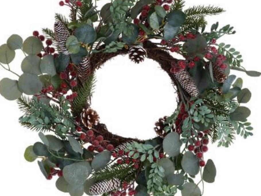 Pinecone And Faux Eucalyptus With Berries Wreath