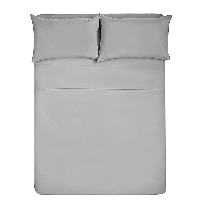 Jersey-Bed-Sheet-Set-Queen,COSMOPLUS 4 pc Bed Sheets with up to 14" Deep Pocket ,Ultra Soft Comfortable,All Season T-Shirt Sheets Bedding,Light Grey