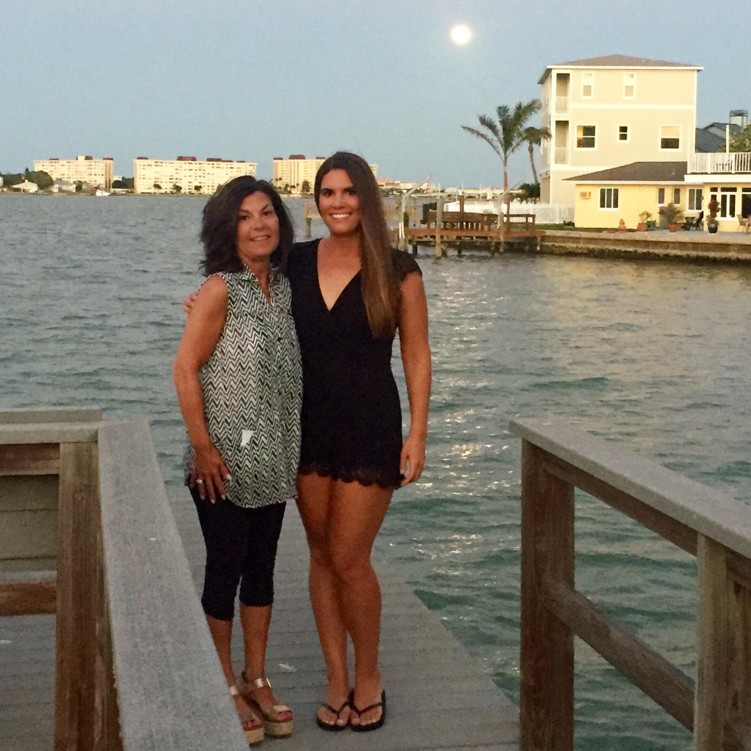 Justine and her mom at their families vacation home in Redington Beach, Florida