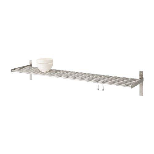 GRUNDTAL Wall shelf, stainless steel