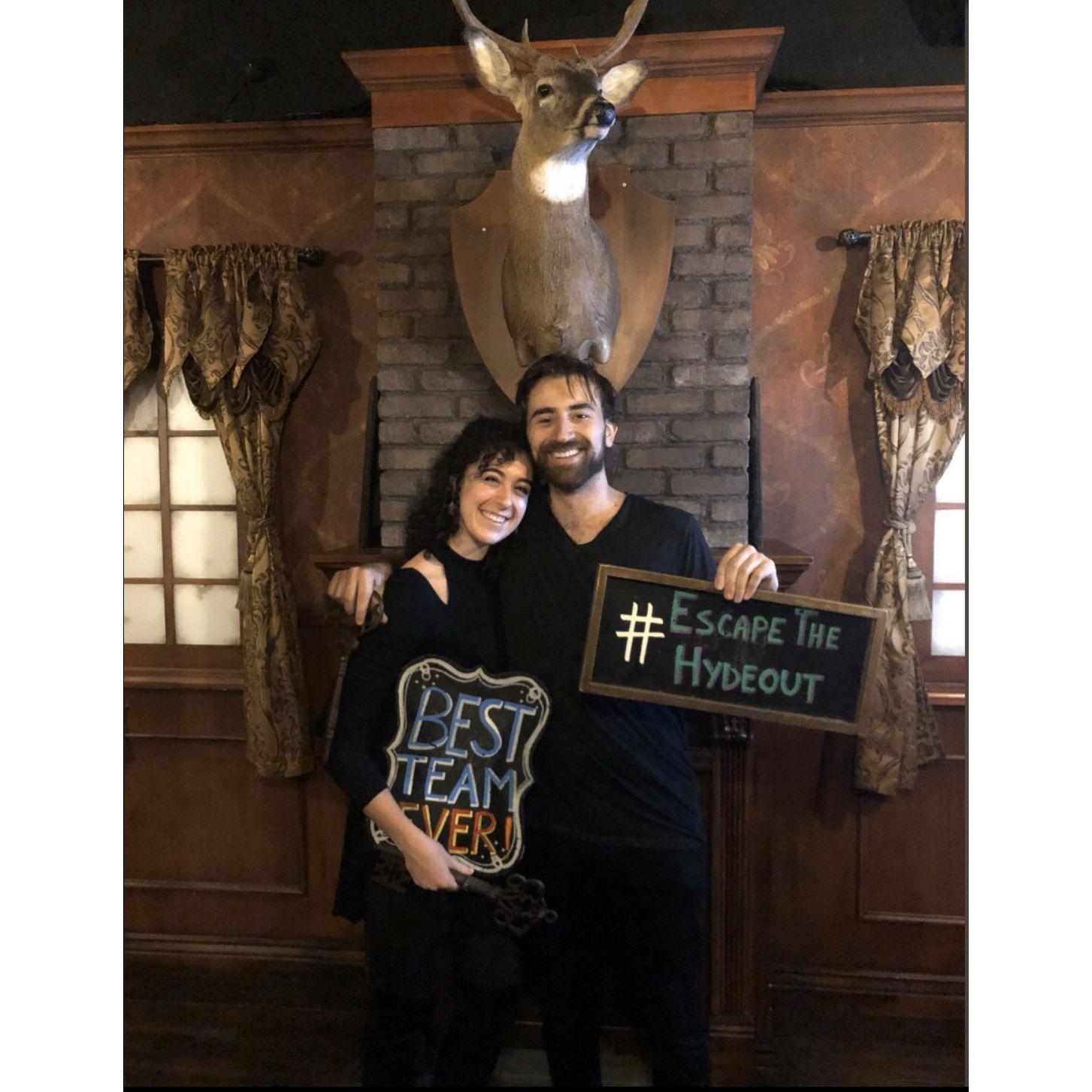 One of our first dates together! We went to an escape room and solved it just the two of us :)