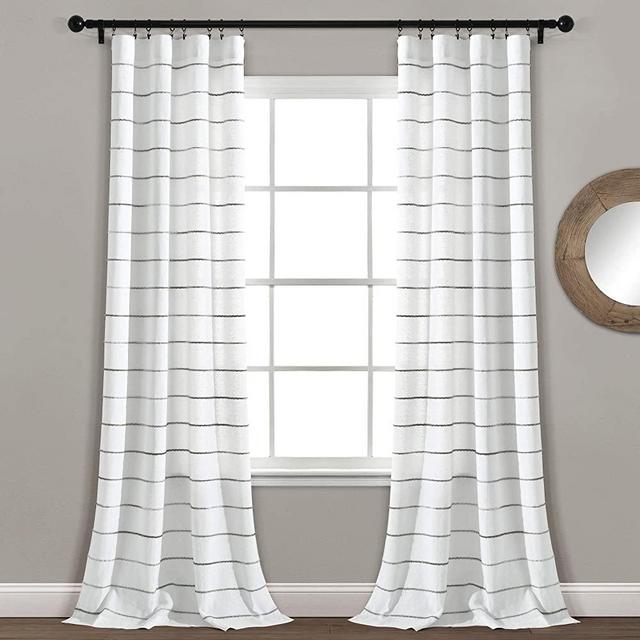 Lush Decor 16T004551, Gray Ombre Stripe Yarn Dyed Cotton Window Curtain Panel Pair, 84" x 40"
