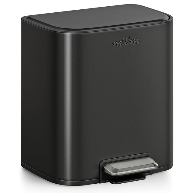 mVm Kitchen Trash Can, 5.3 Gal Trash Can with Lid, Smooth Edge Step Garbage Bin for Home Kitchen Office (Black)