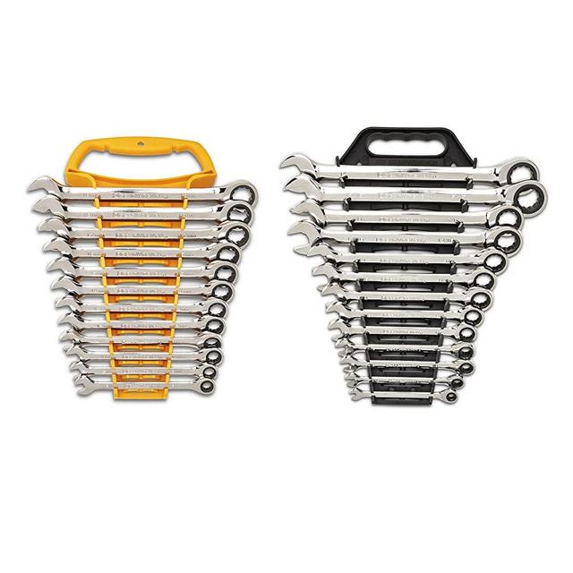 GEARWRENCH 25 Piece 12 Point Ratcheting Combination SAE/Metric (1/4-1 in, 8-19 mm) Wrench Set with Wrench Racks - 86700
