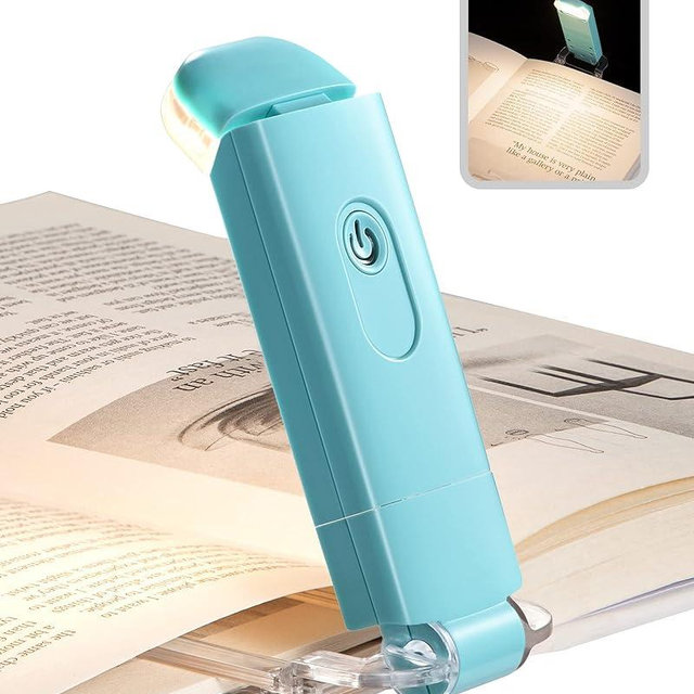 DEWENWILS USB Rechargeable Book Light for Reading in Bed, LED Book Reading Lights with Clip, Perfect for Bookworms, Kids, Warm White, Brightness Adjustable (Blue)