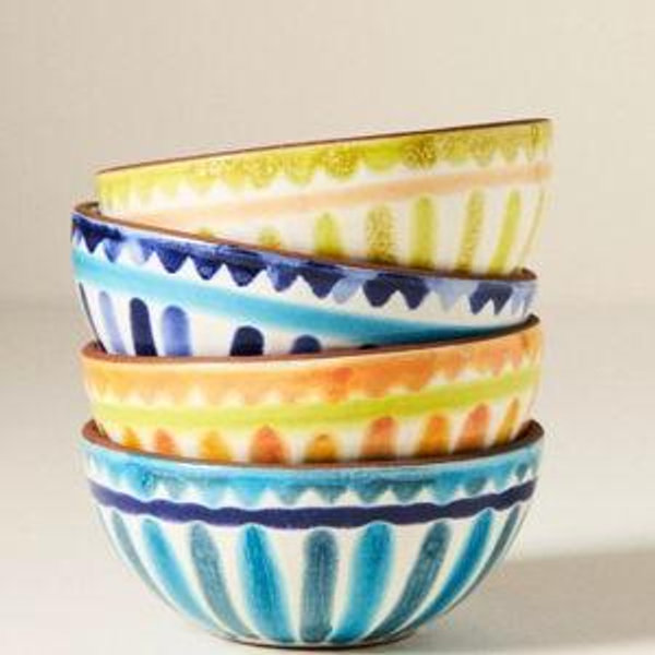 The Mediterranean Dish Glazed Terracotta Nut Bowls, assorted Set of 4