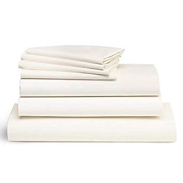 Brooklinen Luxe Queen Sheets Set + Duvet Cover, Cream - 7 Piece Set (1 Duvet Cover, 1 Fitted Sheet, 1 Flat Sheet + 4 Pillowcases)