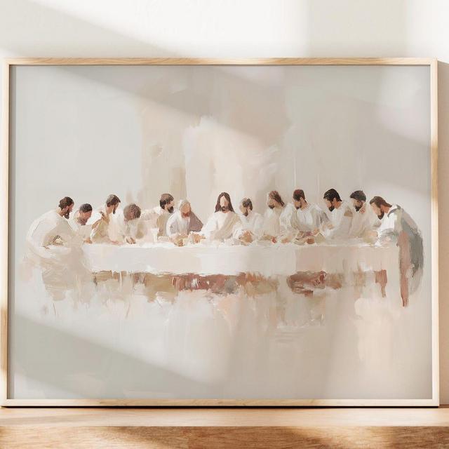 Last Supper Artful Oil Painting, Painterly Catholic Modern Art Print, Jesus Artwork, Religious Christian Posters, Christianity Gift for her