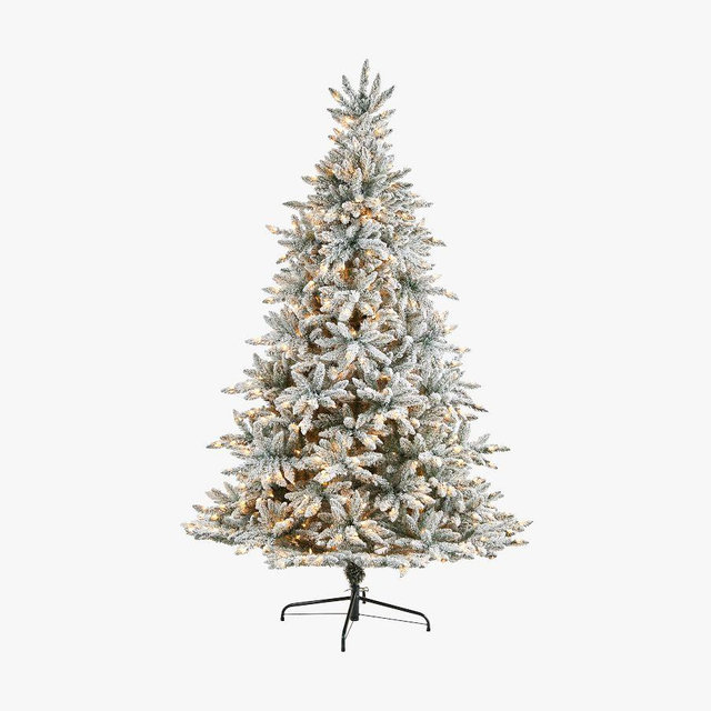 Lit Faux Flocked West Virginia Spruce, 8'