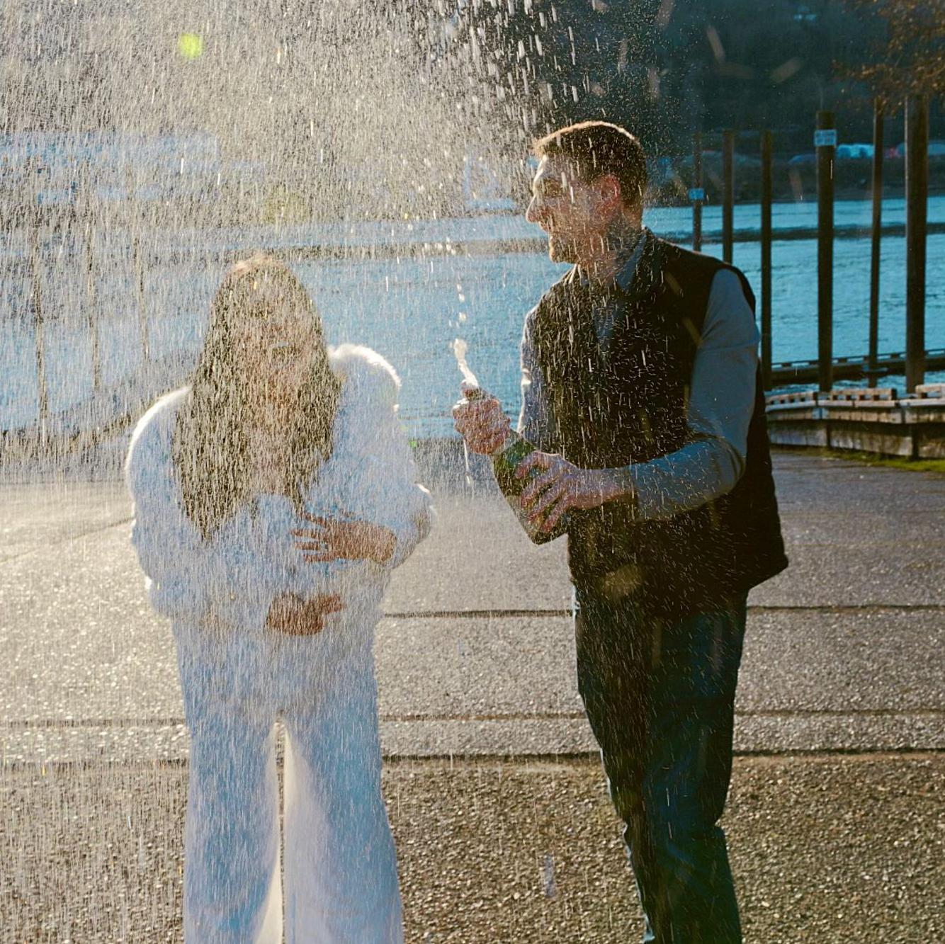 Celebrating taking our engagement photos.