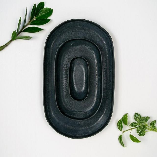 Porcelain Oval Trays - Jet Black