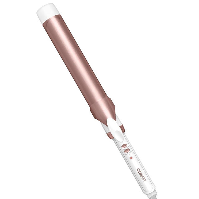 Conair Double Ceramic Curling Iron, 1 1/2" Extra-Long Barrel Hair Curling Iron, 30 Heat Settings, Turbo Heat, Auto Off, Cool Tip, Dual Voltage, Rose Gold