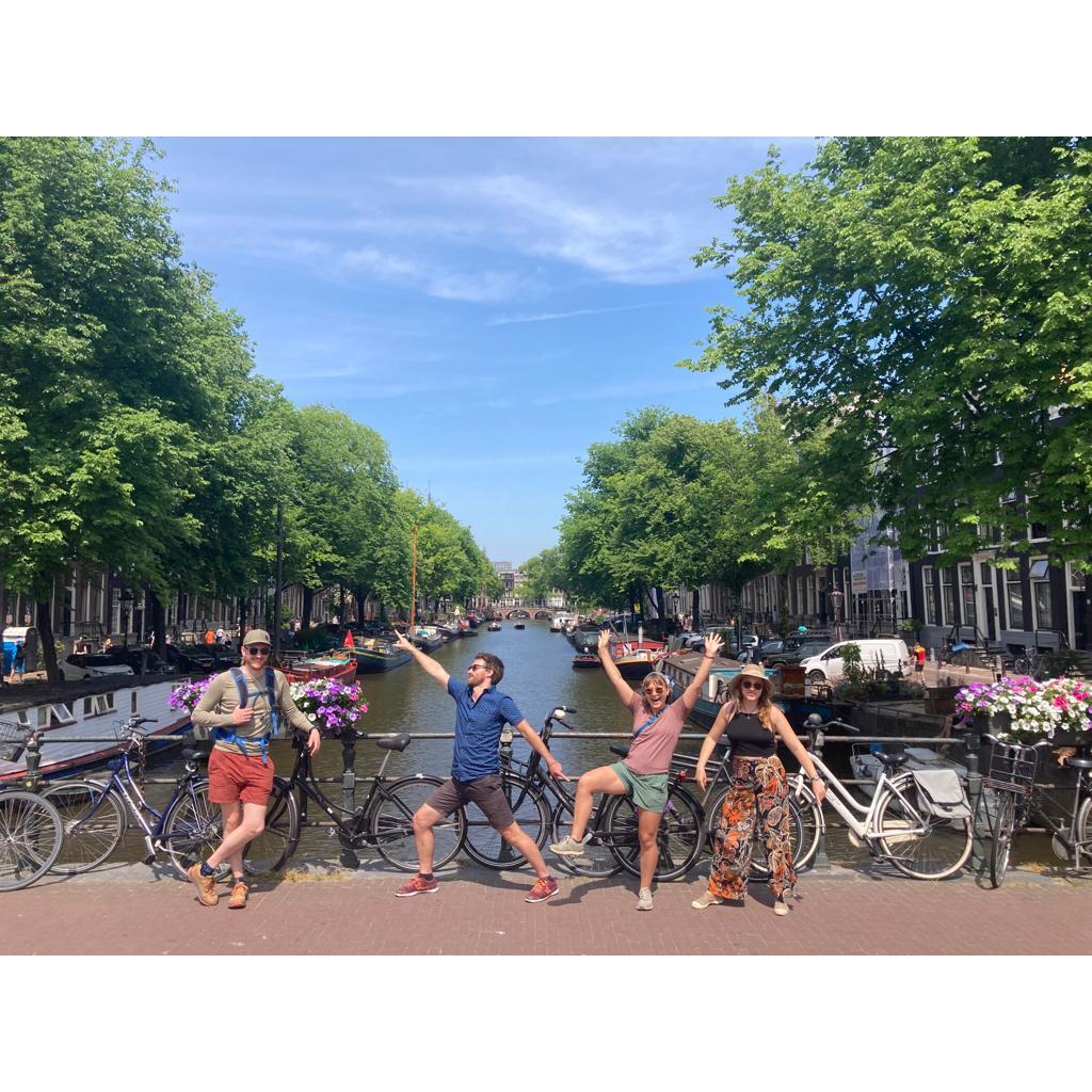 Being silly tourists with friends in Amsterdam
