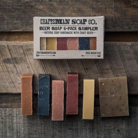 Beer Soap 6-Pack Sample Set // Natural, Handmade, and Vegan // Scented with Essential Oils & Extracts // Gifts for Men