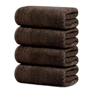 Tens Towels Pack of 4 Extra Large Bath Towels 30 x 60 Inches, 100% Cotton, Larger & Lighter Weight, Quicker to Dry, Super Soft and Absorbent, Perfect for Bathroom, Brown