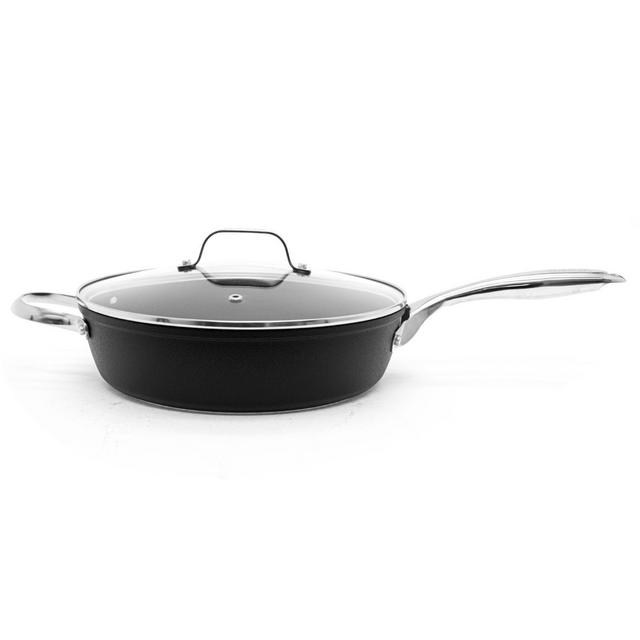 The Rock Diamond by Starfrit Nonstick 11-Inch Aluminum Covered Deep Fry Pan in Black