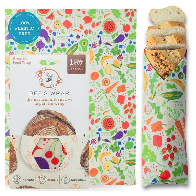 Bee's Wrap Beeswax Wraps for Bread - Beeswax Bread Wrap for Sourdough & Bread Storage - Plastic Free Made in USA Reusable Natural Food Wrap - Garden Party