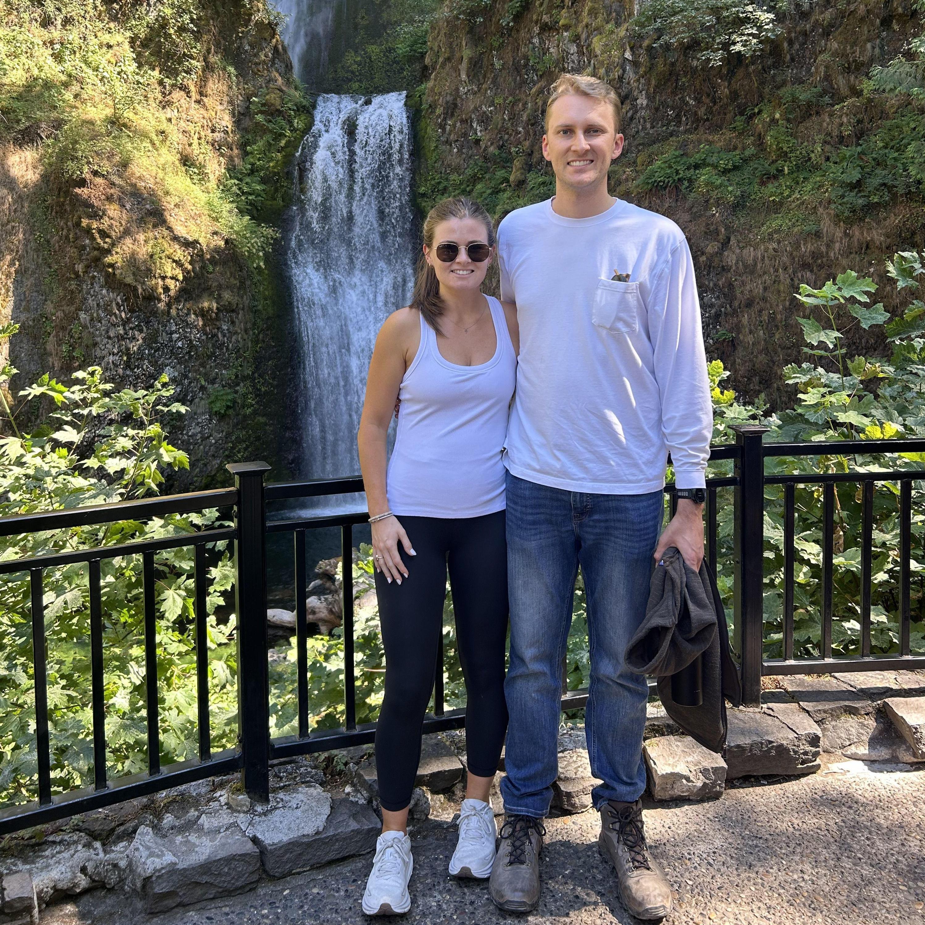 Multnomah Falls in Oregon - right before we got engaged!