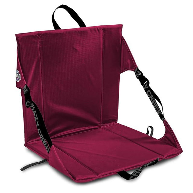 Crazy Creek Original Chair Perfect for Stadium Seats, Camping, Hiking & More, Comfort on All Terrains, Adjustable Straps, Lightweight Design, Water-Resistant Maroon