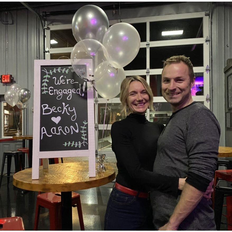 Celebrating being newly engaged at the local Hitchcock Brewery with friends!