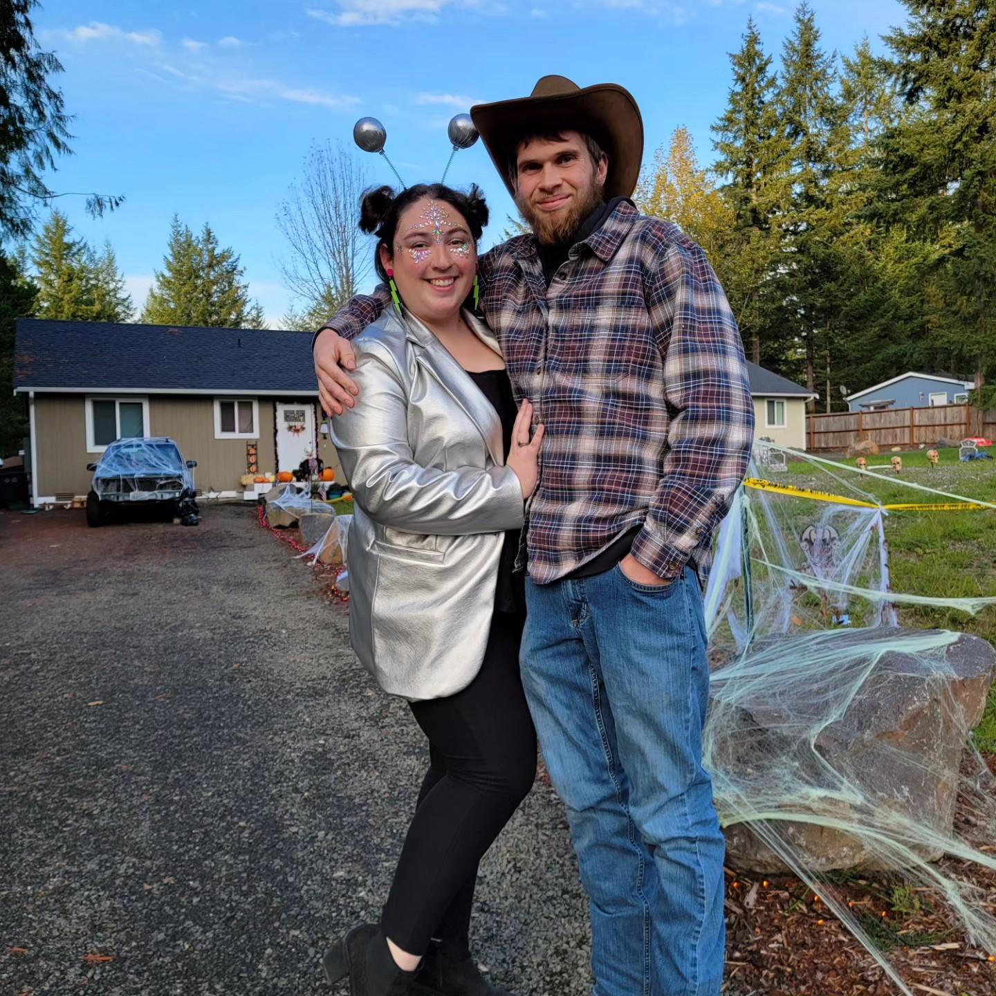 Cowboy and alien! A shared love for holidays makes us even more compatable!