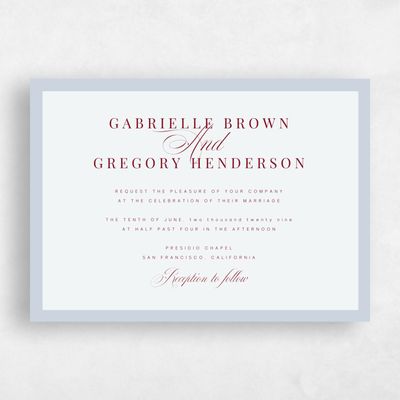 Sweet Blue Wedding Invitation - Laroque Landscape