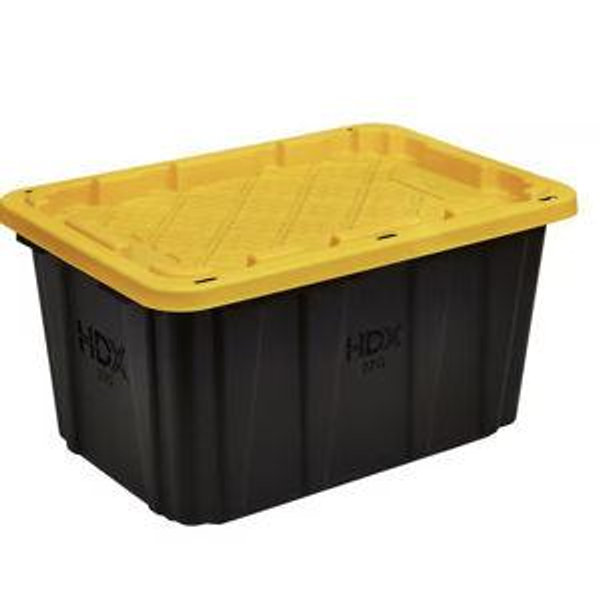 HDX 27 Gal. Tough Storage Tote in Black and Yellow 999-27G-HDX