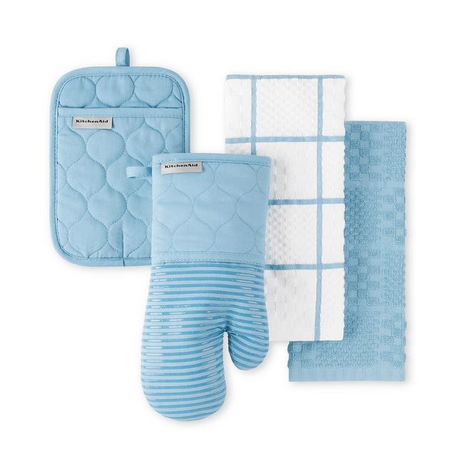 KitchenAid Quilted Cotton Terry Cloth Kitchen Towel, Oven Mitt, Potholder 4-Pack Set,