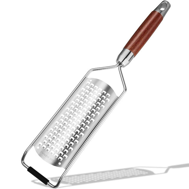 KULUNER Professional-Grade Lemon Zester with Ultra-Coarse Blades, Heavy-Duty Cheese/Vegetable Grater, Solid Wood Handle Design - Rust-Resistant Durable, Essential Kitchen Tool (A1)