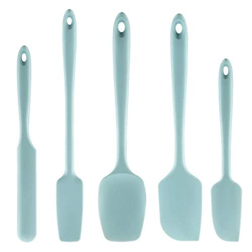 Cooptop 5 Piece Silicone Spatula Set - Rubber Spatula - Heat Resistant Baking Spoon & Spatulas (Macaron Blue)