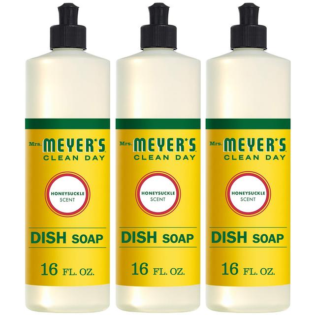 Mrs. Meyer's Clean Day Liquid Dish Soap, Honeysuckle, 16 ounce bottle (Pack of 3)