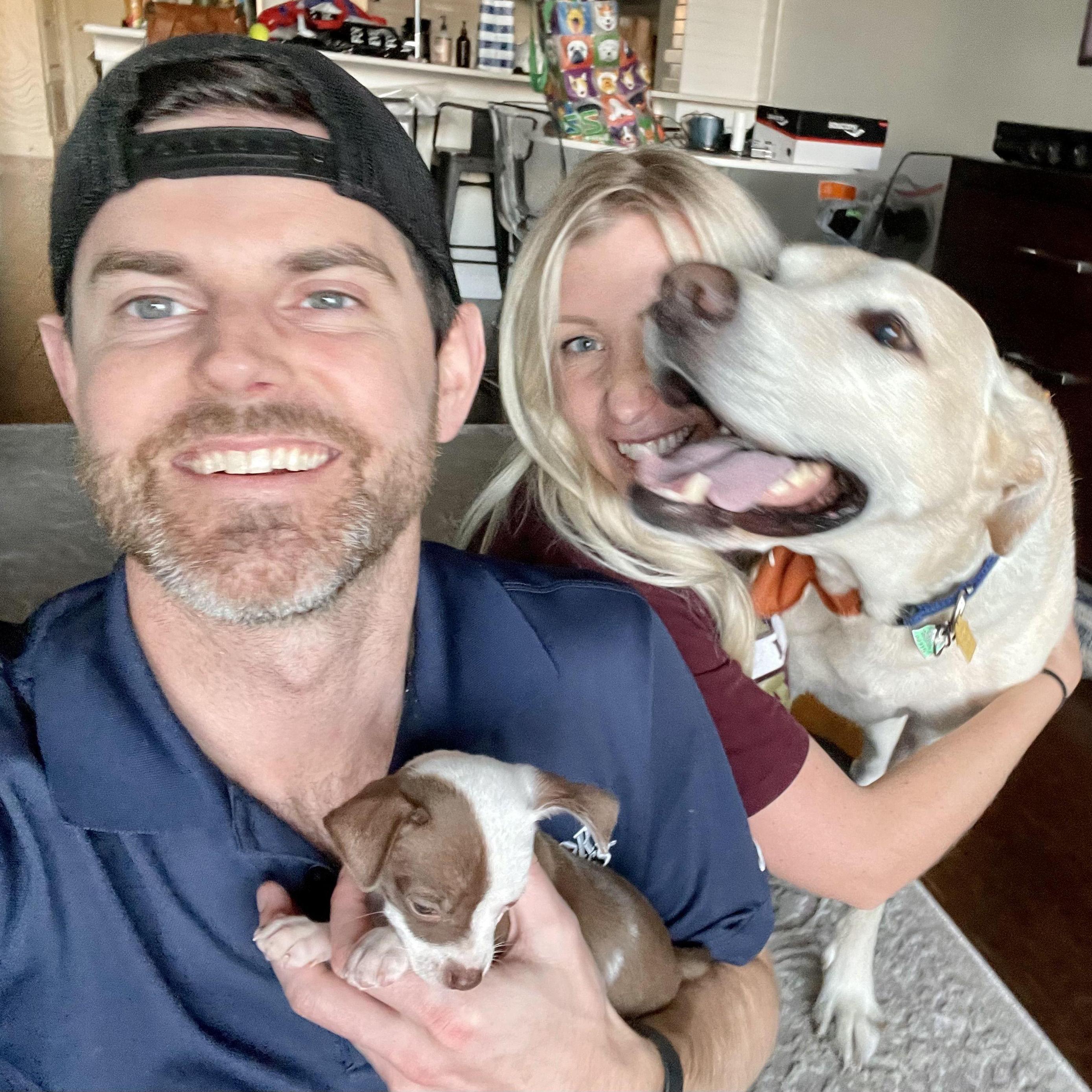 Family photo the day we got Gizmo! (Gizmo is now 2 & Zlaty is 9)