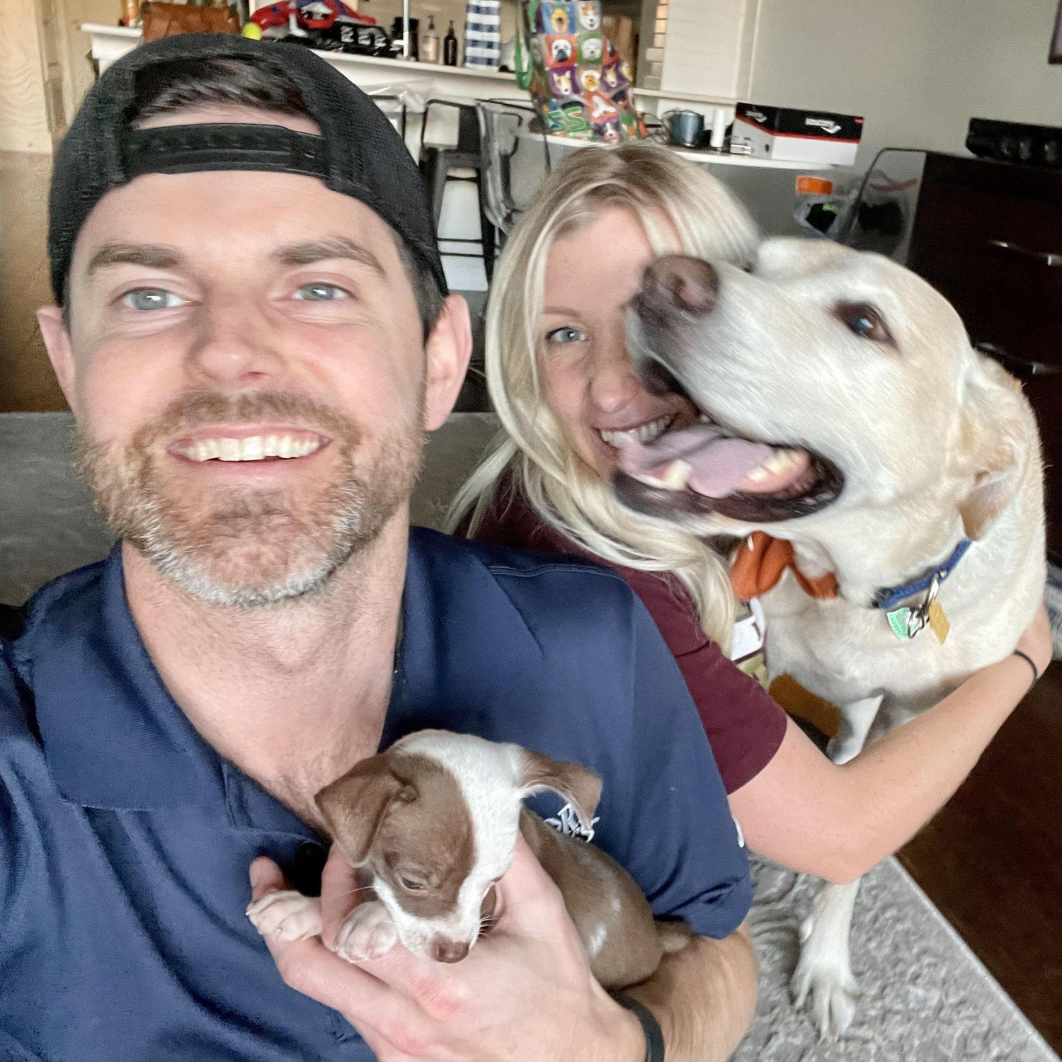 Family photo the day we got Gizmo! (Gizmo is now 2 & Zlaty is 9)